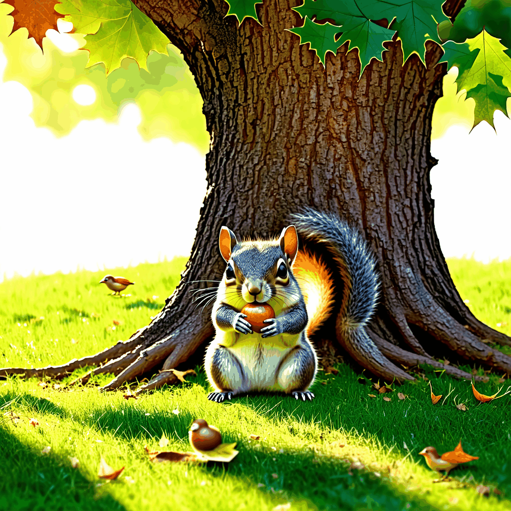 A squirrel nibbling